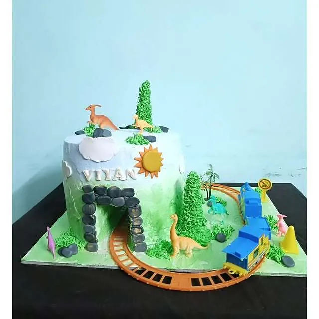 Mountain & Train Theme Cake