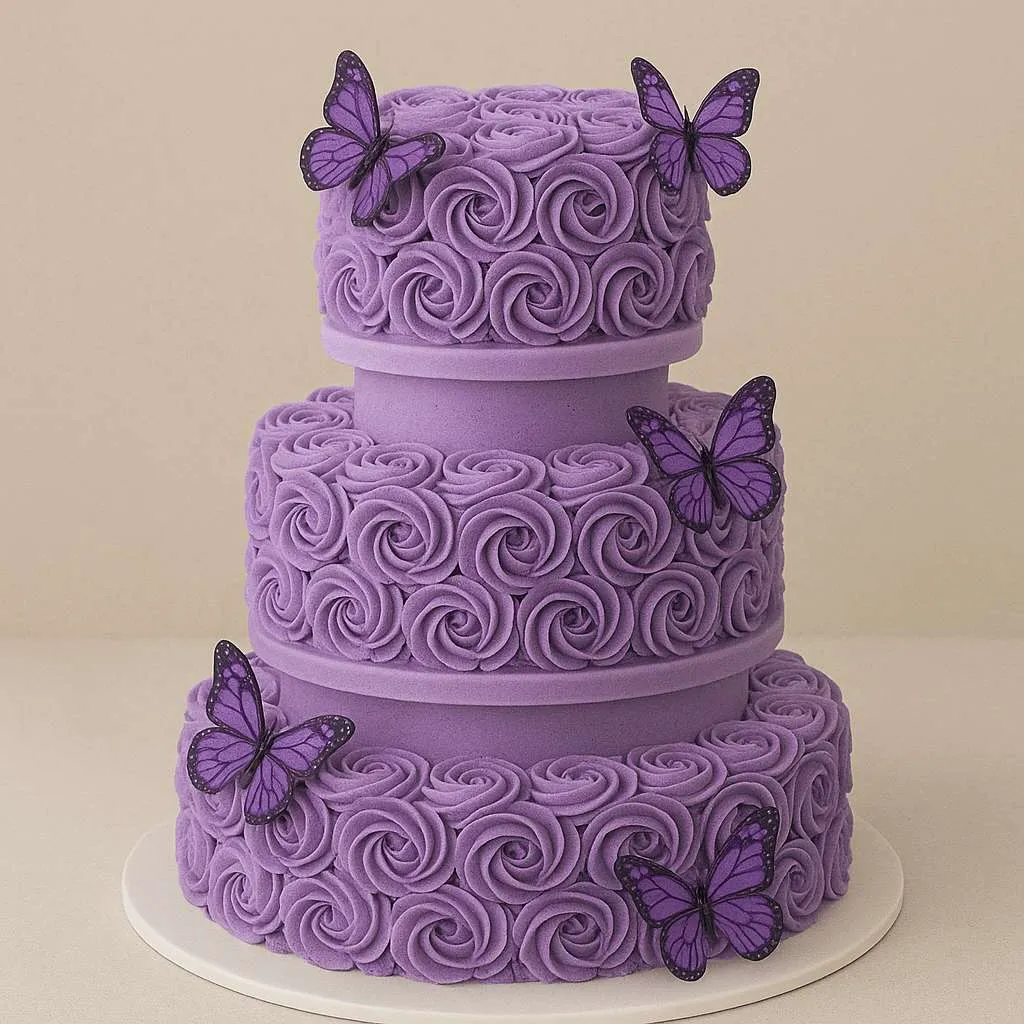 Purple Butterfly Theme Cake
